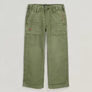 Ralph Lauren Girls Embroidered Cotton Satin Carpenter Pant - Size 3